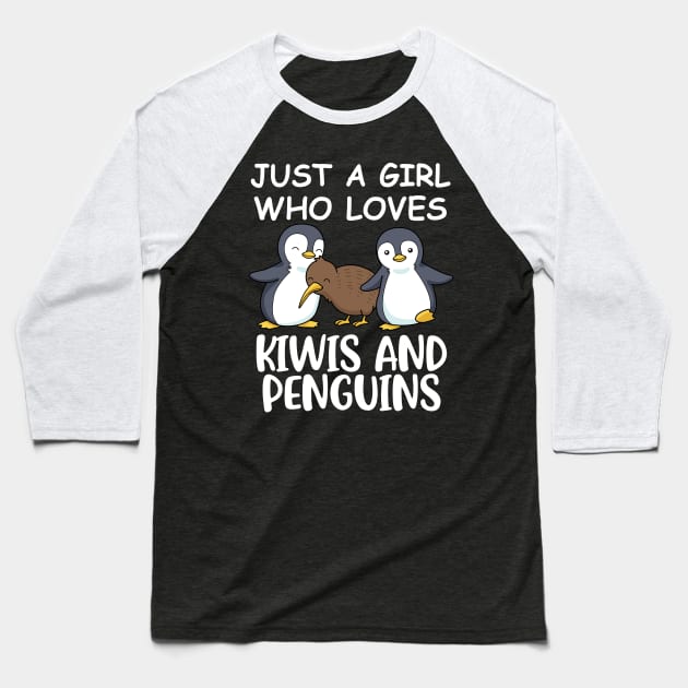 Kiwi Gifts Girls Penguin Women Penguin Gift Girls Kiwi Baseball T-Shirt by PomegranatePower